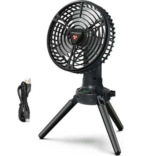 Foldable Camping Fan with Emergency Power Bank 270° Oscillating Rechargeable Tripod Fan for Hiking Fishing Personal Desk Fan with 4 Speeds 3 Brightne Foldable Camping Fan with Emergency Power Bank 270° Oscillating Rechargeable Tripod Fan for Hiking Fishing Personal Desk Fan with 4 Speeds 3 Brightne